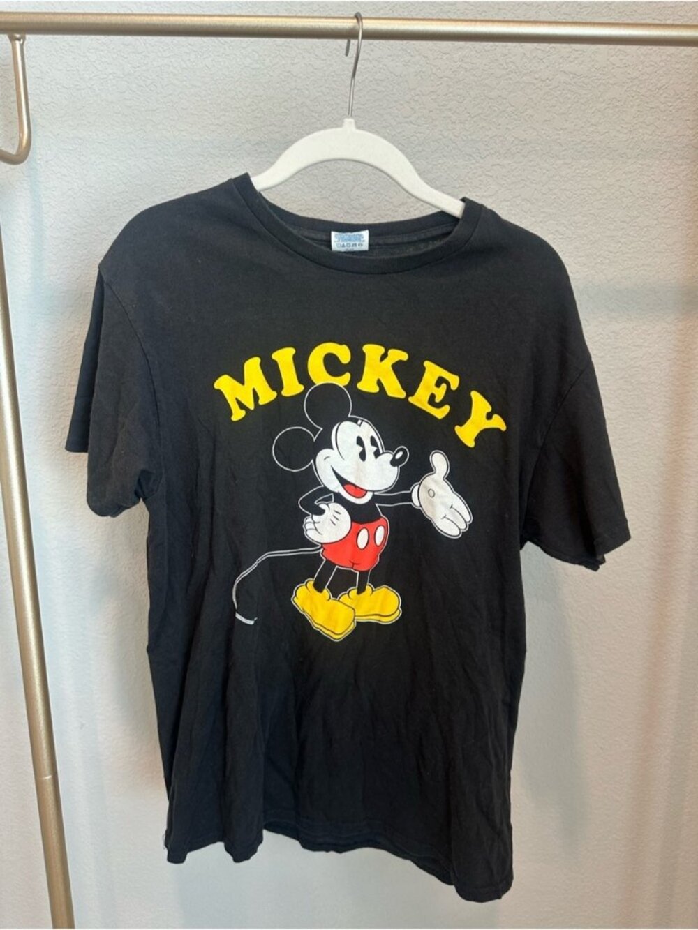 Vintage Black Mickey Graphic Tee with Yellow & Red Accents